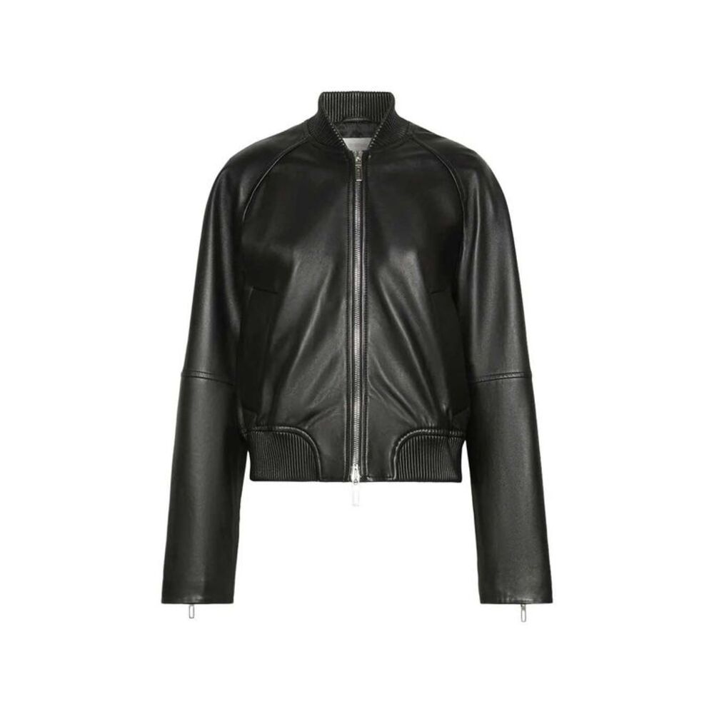 Sportmax Women Nappa Leather Bomber Jacket - Black